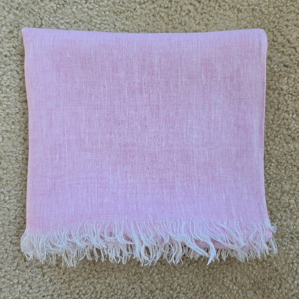 Puro Lino Pink Linen Scarf Italy